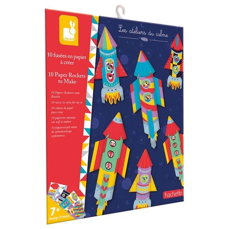 Zestaw kreatywny Papierowe rakiety z wyrzutnią 7+, Janod