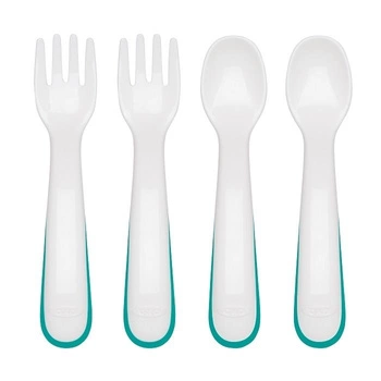 OXO Sztućce Plastikowe 12m+ Teal 4 szt