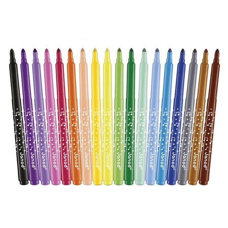 Janod Flamastry pisaki z filcową końcówką 18 kolorów 3+