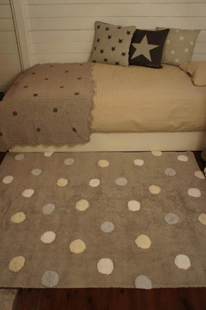 Lorena Canals Dywan bawełniany Topos Tricolor Grey Azul/Blue 120 x 160 cm