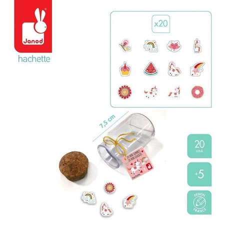Zestaw 20 mini-gumek do ścierania w słoiczku Lisek / Jednorożec 5+, Janod