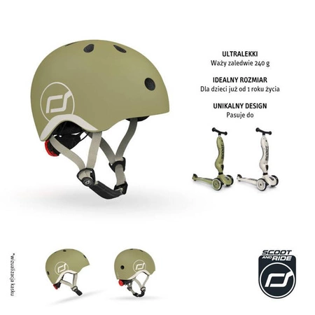 SCOOTANDRIDE Kask XXS-S dla dzieci 1-5 lat Olive Oliwkowy