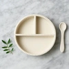 Kremowy zestaw jedzeniowy, talerz + łyżka JackOJuno