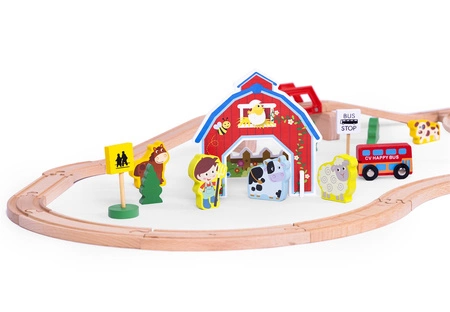 Drewniana kolejka tor pociąg na baterie Ecotoys