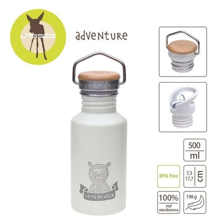Lassig Butelka - bidon ze stali nierdzewnej z dodatkową zakrętką z ustnikiem 500 ml Adventure grey