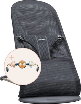 BABYBJORN - leżaczek BLISS MESH - Antracytowy + Zabawka Googly Eyes Pastels