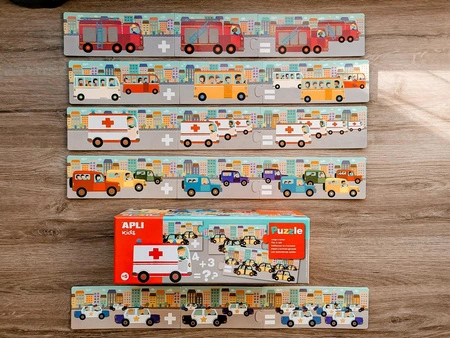 Puzzle do nauki dodawania Apli Kids - Autka 5+