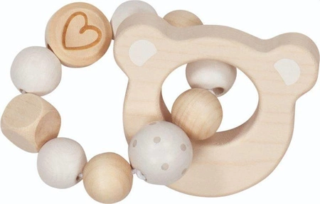 Pierścień dotykowy grzechotka z Misiem 65214-Goki Baby, drewniane zabawki dla niemowlaków