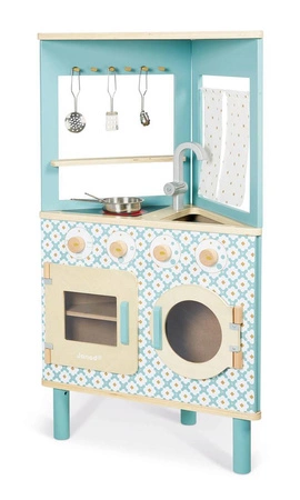 Trójstronna drewniana kuchnia narożna Trio z 5 akcesoriami 3+, Janod