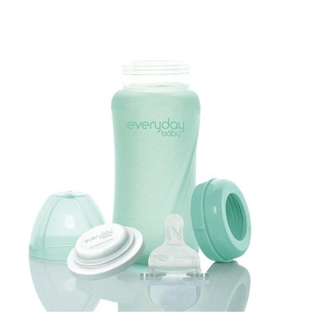 Szklana butelka ze smoczkiem M, 240 ml, miętowa, Everyday Baby