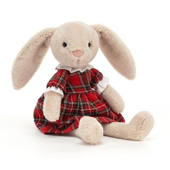 JellyCat Lottie Królik sukienka kratka 27cm