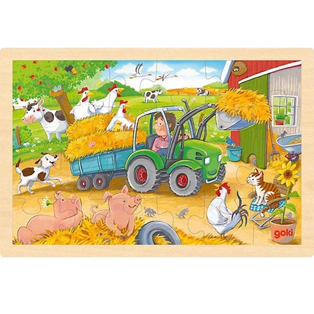 Puzzle drewniane dla dzieci traktor krajobraz wsi 24 el. 57420 Goki