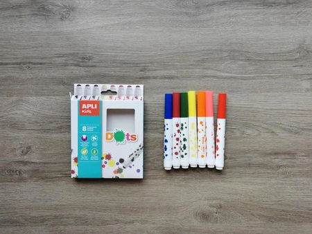 Kropkowe flamastry Apli Kids - 8 kolorów
