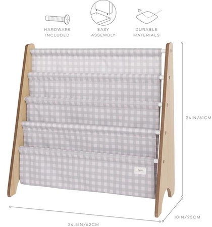 3 Sprouts Stojak na Książki Recycled Gingham Blue