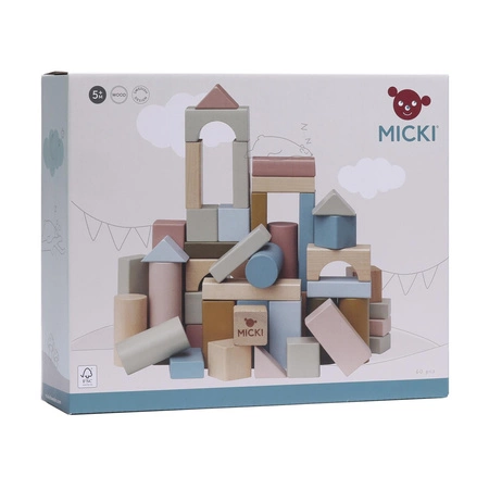 Zestaw pastelowych klocków drewnianych Micki 60 szt.