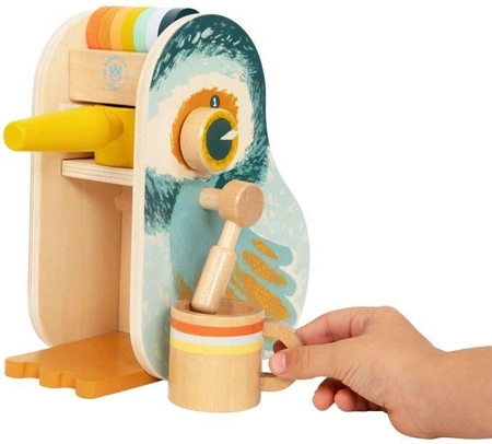 Early Birds drewniany ekspres do kawy z akcesoriami 160260-Manhattan Toy, mała kuchnia dla dzieci