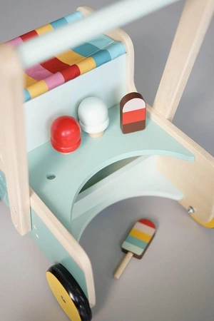 Drewniany pchacz Furgonetka z lodami 12m+, Janod