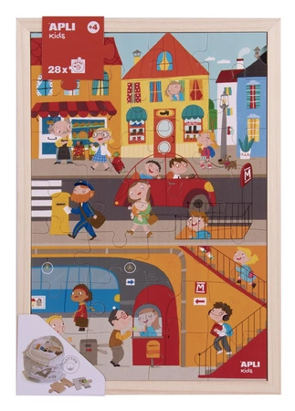 Drewniane puzzle w ramce Apli Kids - Miasto 4+