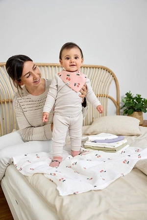 Lassig Bambusowy otulacz kocyk 80x80cm zestaw 3 szt. Happy Fruits Cherry