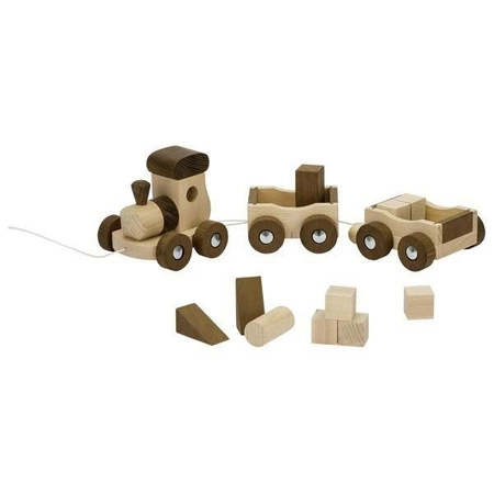 Drewniany pociąg z klockami Amsterdam expres 55921-goki, zabawka na sznurku