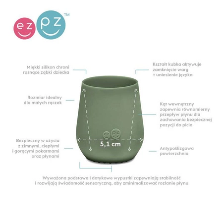 EZPZ Komplet pierwszych naczyń silikonowych First Foods Set oliwkowy