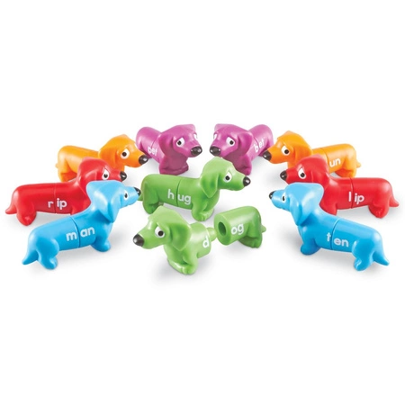 Figurki do nauki liter i poznawania kolorów, Pieski, Zestaw 10 szt. - Snap & Learn