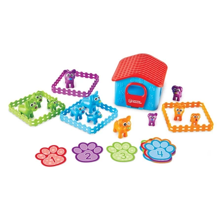 Sorter Pieski, Zestaw do nauki liczenia, kolorów i kształtów, 28 elementów