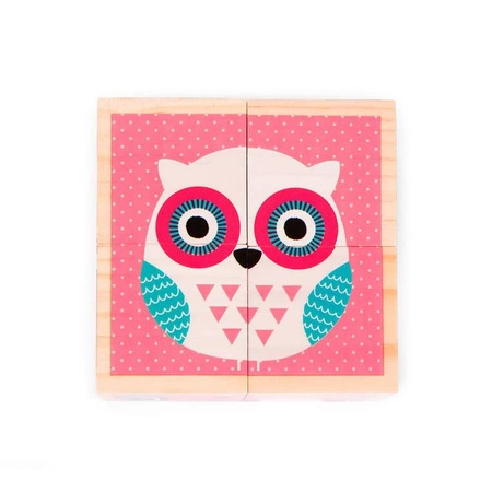 Klocki drewniane Puzzle 6w1 Zwierzątka, Janod