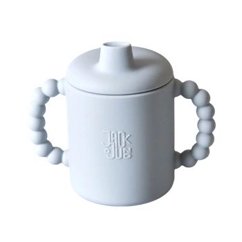 Jasnoszary silikonowy kubek niekapek JackOJuno