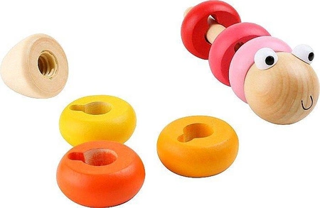 Kolorowy robak konstrukcyjny z drewna, 3924-small foot, zabawki rozwojowe