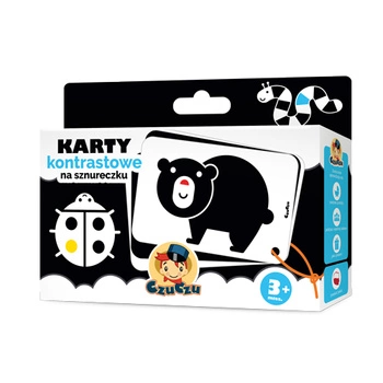 Karty kontrastowe na sznureczku 3 miesiące + czuczu