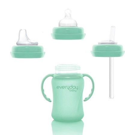 Szklana butelka ze smoczkiem S,150 ml, miętowa, Everyday Baby