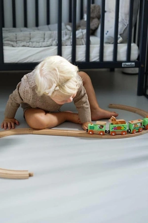 Pociąg drewniany z torami Farma Story 3+, Janod