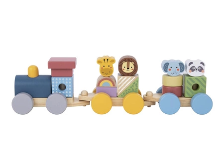 TOOKY TOY Kolejka Drewniana ze Zwierzątkami Układanka Montessori