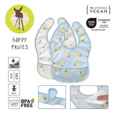 Lassig Zestaw śliniaków wodoodpornych 2szt. 6m+ Happy Fruits Lemon