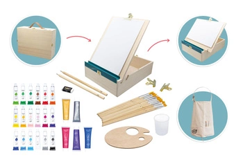 Drewniana teczka artysty z akcesoriami 5440