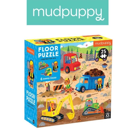 Mudpuppy Puzzle podłogowe Plac budowy z unikalnymi kształtami 25 elementów 2+