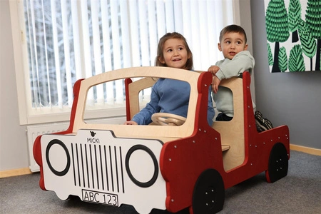 Drewniana ciężarówka z platformą czerwona meble dla dzieci zabawka Micki