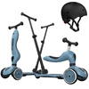 ZESTAW - SCOOTANDRIDE Highwaykick 1 Push and Go 2w1 Jeździk i hulajnoga z rączką do prowadzenia 1-5 lat Steel + Kask XXS BLACK