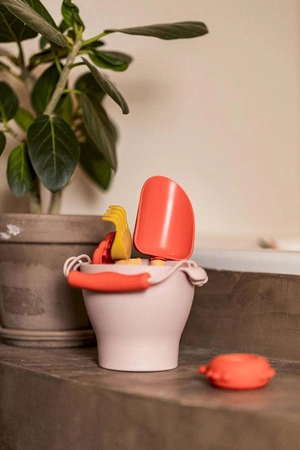 Filibabba Silikonowy zestaw wiaderko i zabawki do piasku Peach Mix