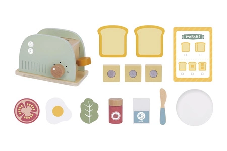 TOOKY TOY Toster Drewniany Pastelowy Zestaw Śniadaniowy