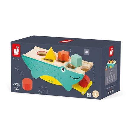 Drewniany sorter krokodyl Tropik 12m+, Janod