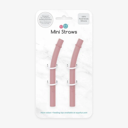EZPZ Silikonowy kubeczek ze słomką Mini Cup + Straw Training System 120 ml Mauve + 2 słomki GRATIS pastelowy róż