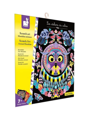 Zestaw kreatywny Do zdrapywania Zwierzęce mandale 7+, Janod