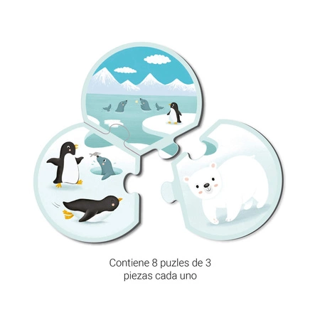 Puzzle trzyczęściowe Apli Kids - Zwierzęta i ich środowisko 3+