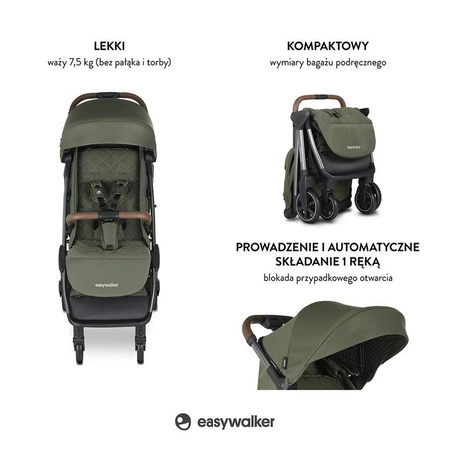 Easywalker Jackey Special Edition Kompaktowy, samoskładający się wózek spacerowy z torbą transportową Emerald