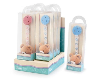 Zawieszka, łańcuszek do smoczka z maskotką, Miś, 28252-Trudi, akcesoria dla najmłodszych