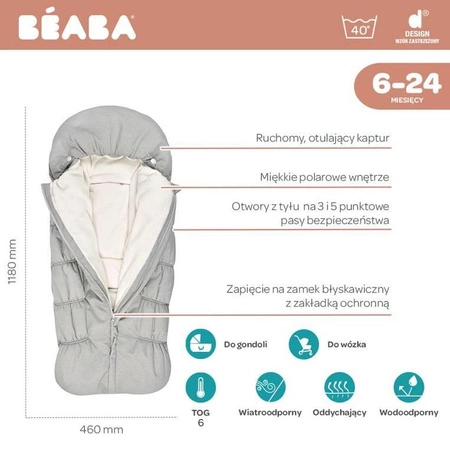 Beaba Śpiwór zimowy do wózka 6-24m Heather grey