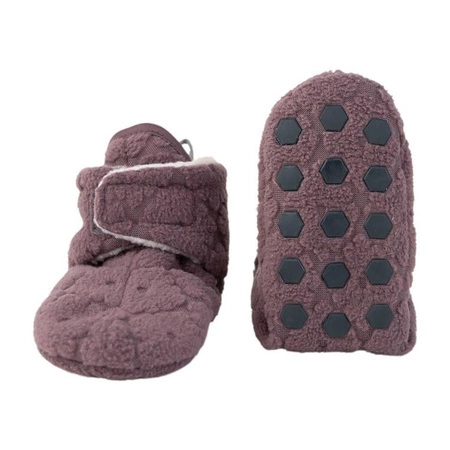 Lodger Polarowe buciki kapcie z antypoślizgową podeszwą wrzosowe Fleece Mauve 12-18 m