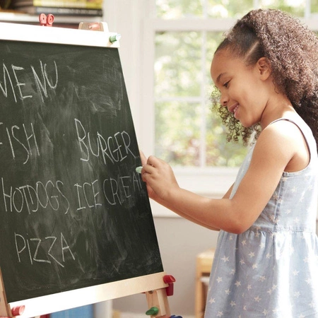 Drewniana tablica edukacyjna i sztaluga z regulacją Deluxe Melissa & Doug 11282 drewniane tablice edukacyjne